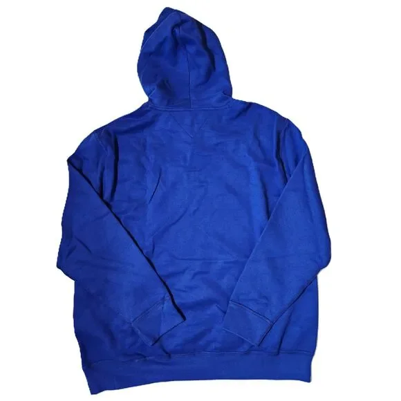 Tommy Hilfiger Blue Logo Hoodie Men’s 2XL Pullover Fleece Sweatshirt - Picture 2 of 8